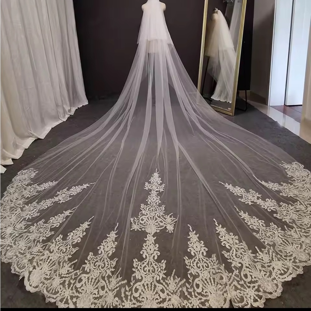 Elegant White Lace Wedding Veil